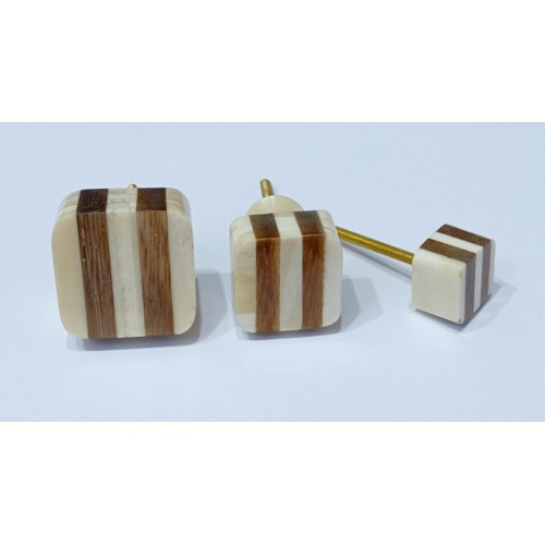 Tirador hueso y madera cuadrado