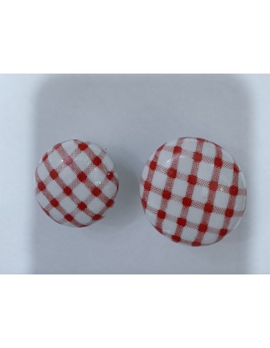 Pomo porcelana cuadrados rojos