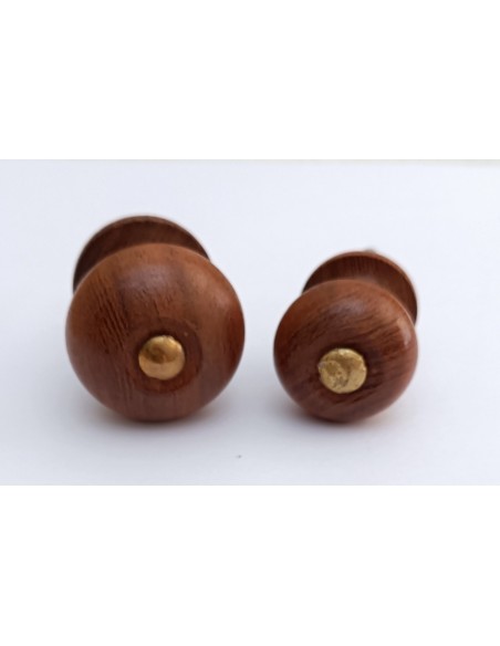 Pomo caoba botón dorado