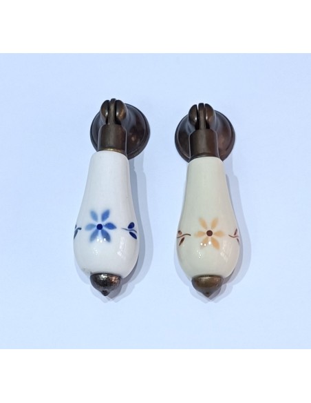 Tirador porcelana pendular flor