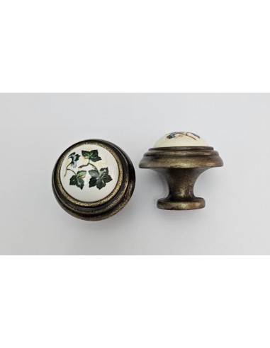 Pomo metal y porcelana decorada