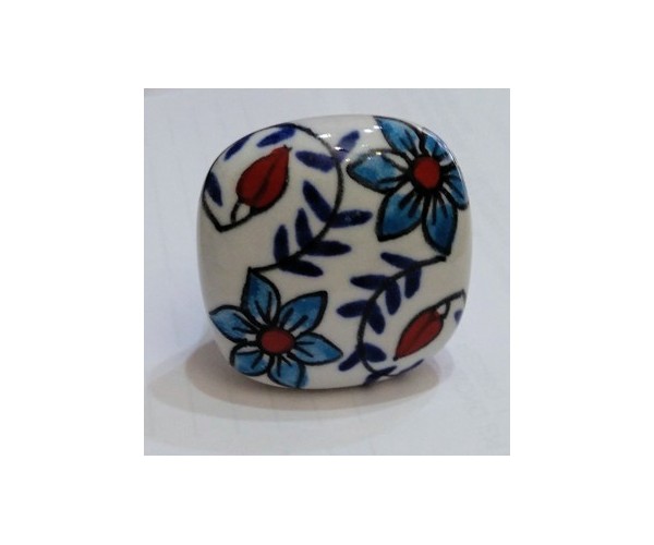 Pomo porcelana flores turquesa